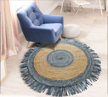 Load image into Gallery viewer, Denim and Natural Jute Area Rug