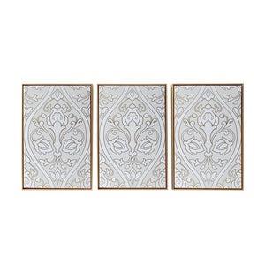 Baroque Inspired Triptych Gold Framed Canvas Wall Art Set