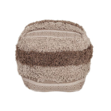 Load image into Gallery viewer, Shaggy Textured Pouf Khaki | Neutral Home Accents