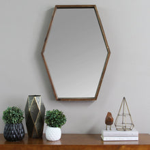 Load image into Gallery viewer, Dark Wood Hexagonal Frame Wall Mirror