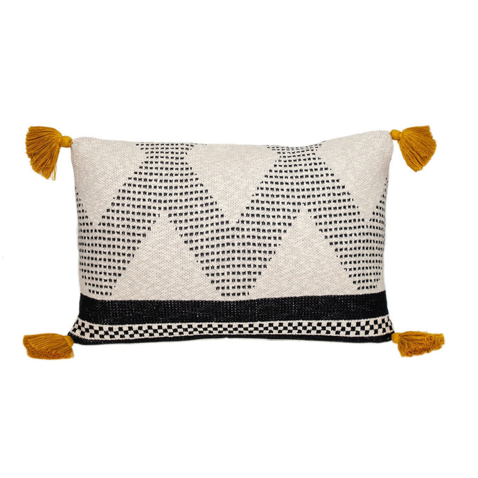 Beige and Black Knit Lumbar | Throw Pillow