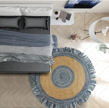 Load image into Gallery viewer, Denim and Natural Jute Area Rug
