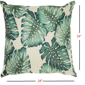 Green Indoor Outdoor Palm Leaves | Throw Pillow