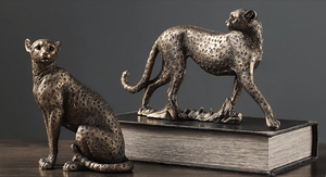 L.A. Discovery African Leopard Resin Sculpture Figurine, Set of 2