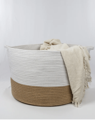 L.A. Discovery Brown Cotton Basket with Contrasting Handles
