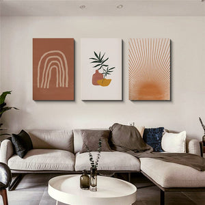 L.A. Discovery Geometric Abstract Terracotta Design Wall Art Poster - Ready to Hang, Set of 3