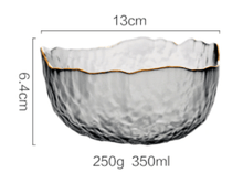 Load image into Gallery viewer, L.A. Discovery Gold Rim Iceberg Glass Bowl