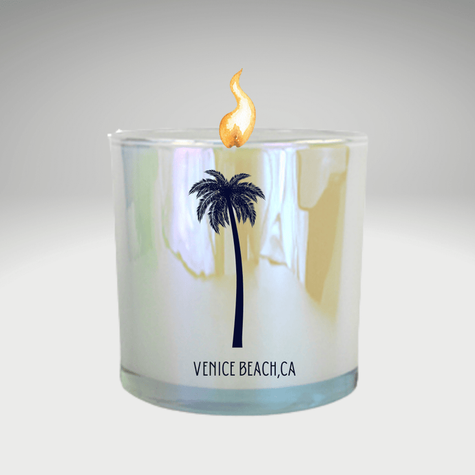 LA Discovery candles 14 oz glass jar 'Venice Beach' Scented Candle | Sweet Tobacco + Grapefruit Bits