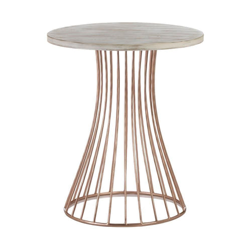 LA Discovery Rose Gold Base Circle Accent Side Table