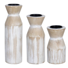 Load image into Gallery viewer, image-set-of-3-distressed-white-candle-holders-with-candle-insert-la-discovery-shop